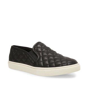 Steve Madden ECENTRCQ Black Quilted Leather Slip-on Sneaker